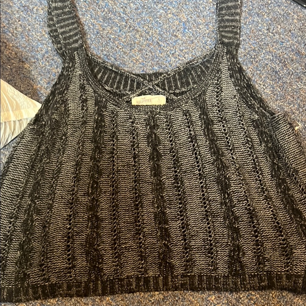 Black and Gray Knit cropped Tank Top